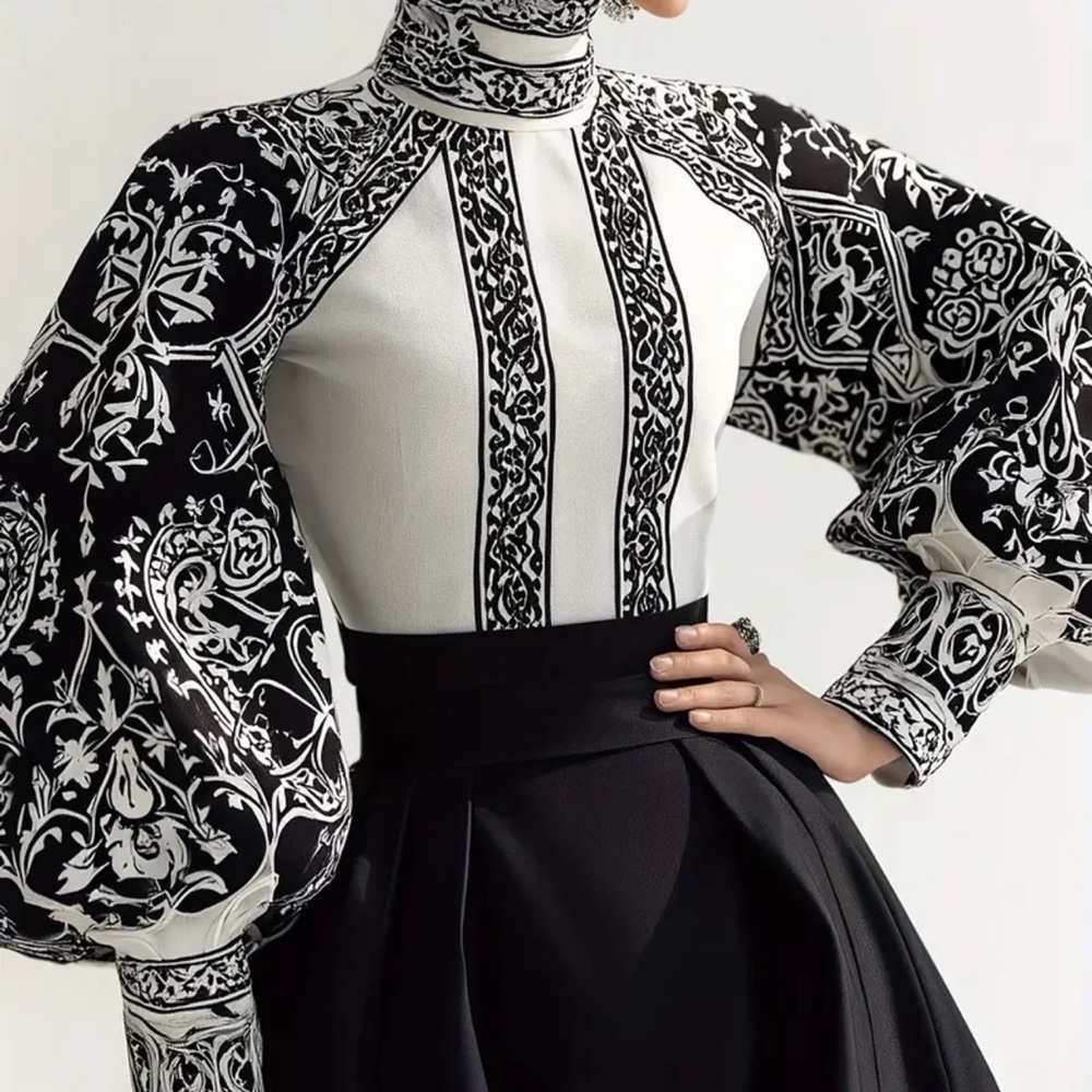Elegant Black and White Women's Top
